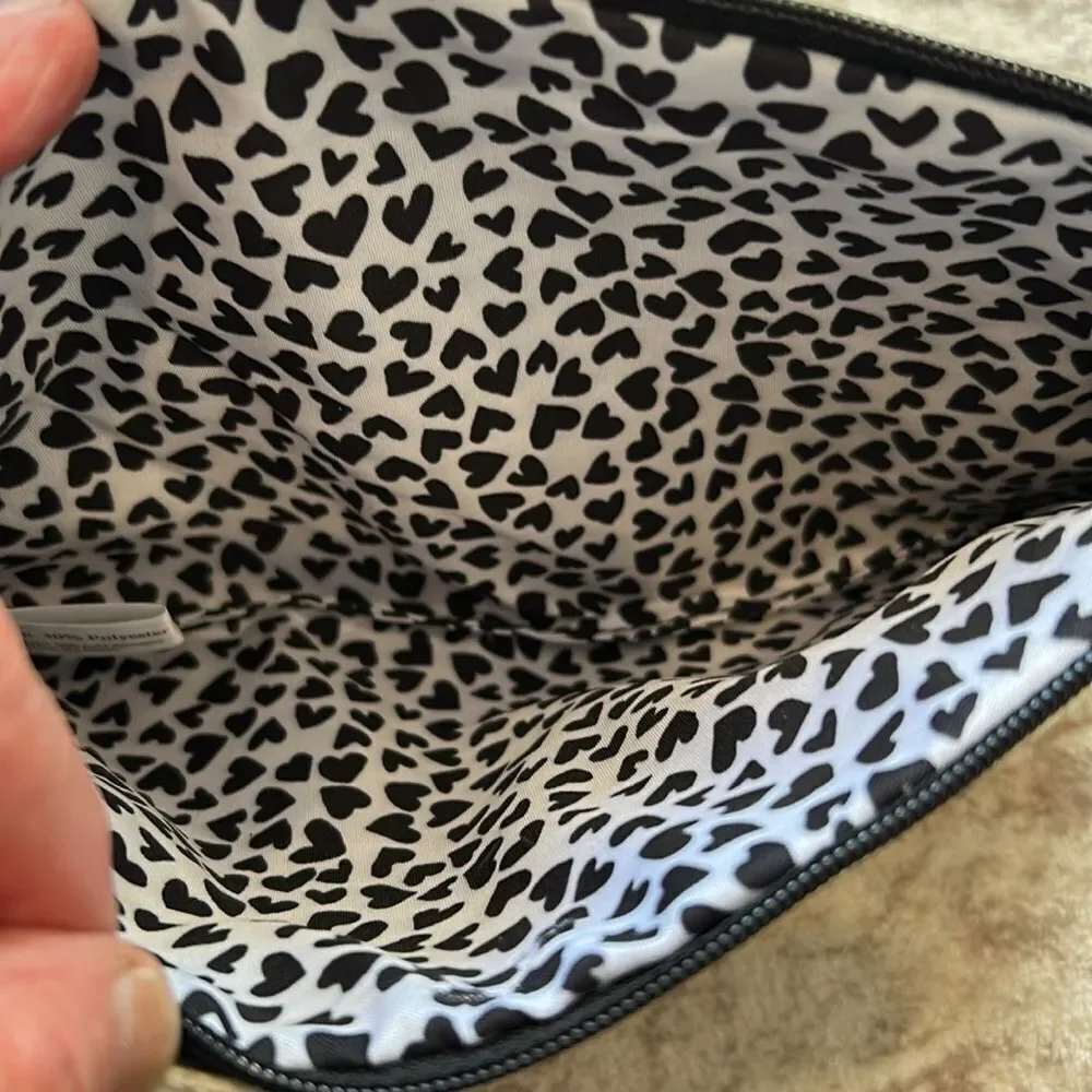 Brighton Black and White canvas LOVE Clutch/cosmetic bag